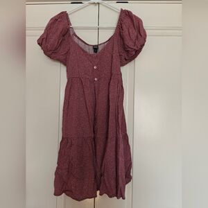 Maroon spotted mini dress